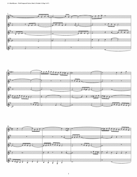 Prelude 11 from Well-Tempered Clavier, Book 2 (Clarinet Quintet) image number null
