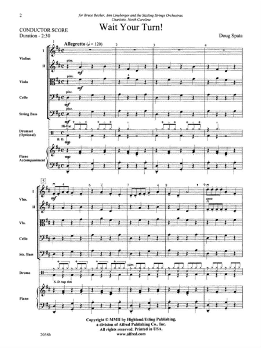 Wait Your Turn! String Orchestra scores gallery preview page 3