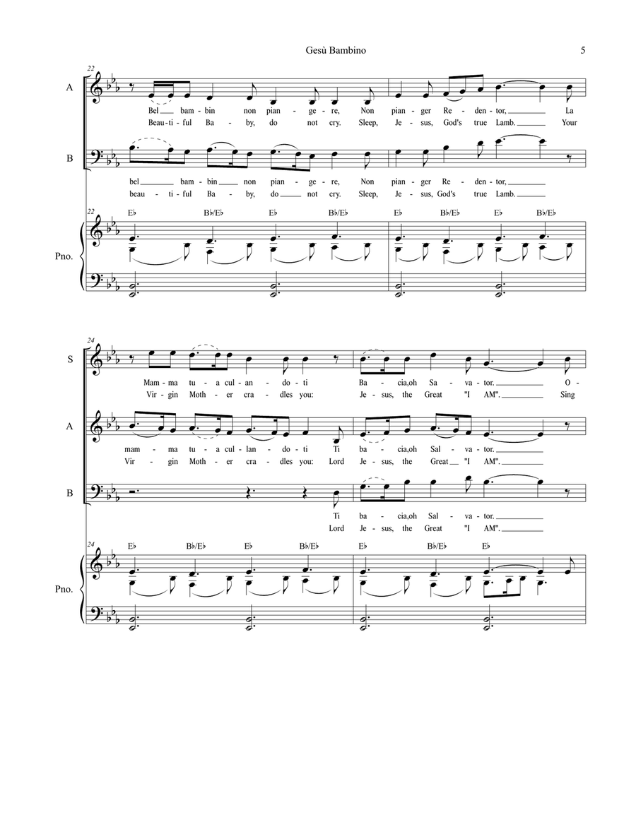 Gesu Bambino (for SAB) 3-Part scores gallery preview page 6