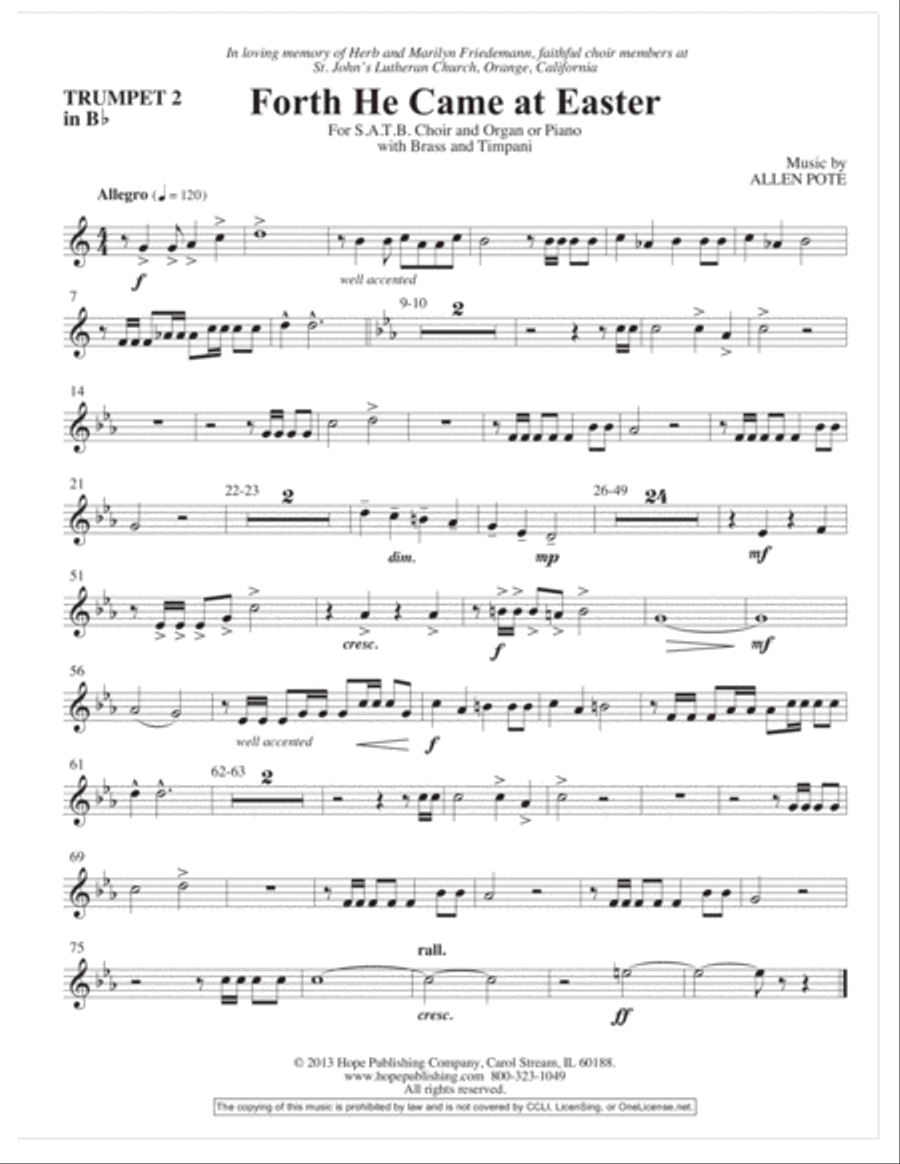 Forth He Came at Easter Choir scores gallery preview page 14