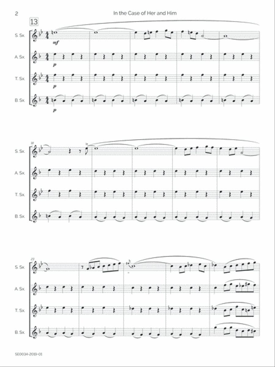 In the Case of Her and Him Saxophone Quartet scores gallery preview page 5