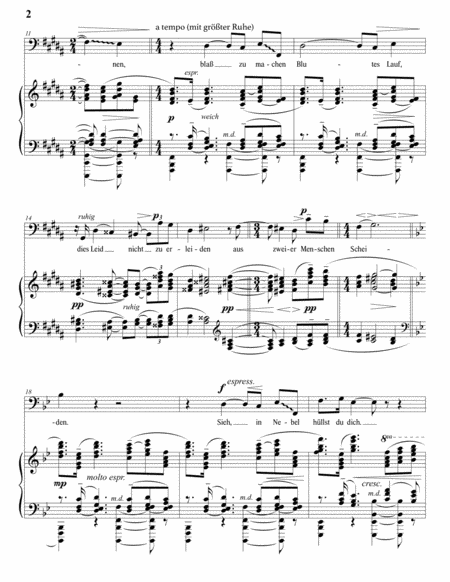 Mond, so gehst du wieder auf, Op. 14 no. 3 (B major, bass clef)