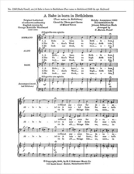 A Babe Is Born in Bethlehem , BWV 65