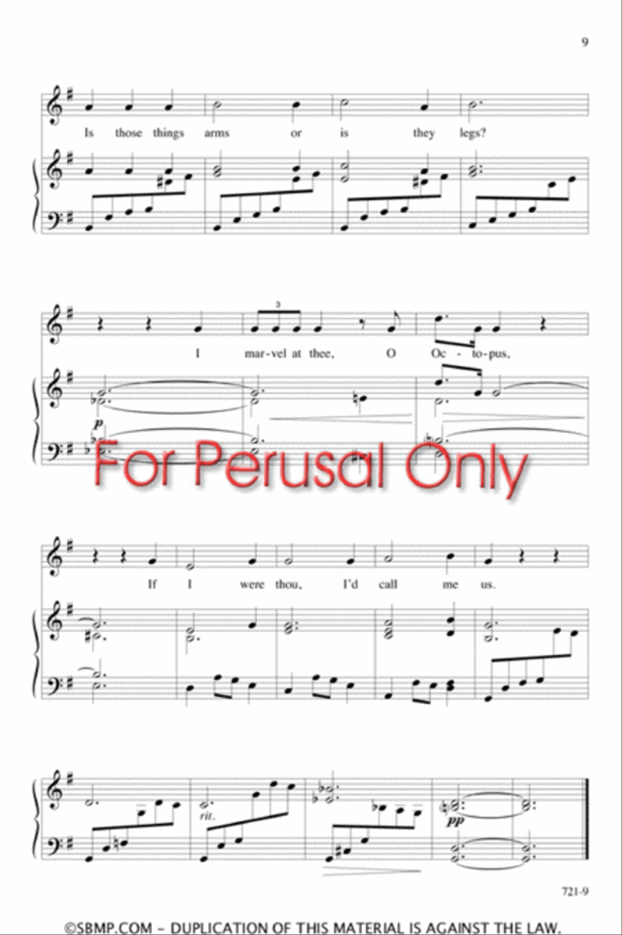Animal Verses of Ogden Nash - Unison Octavo Unison Choir scores gallery preview page 9