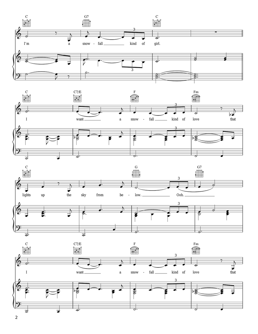 Snowfall Piano, Vocal, Guitar scores gallery preview page 2