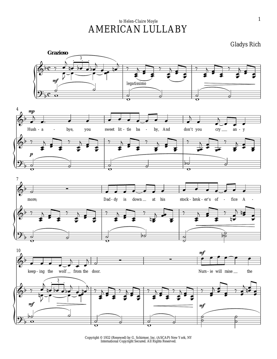 American Lullaby High Voice scores gallery preview page 1