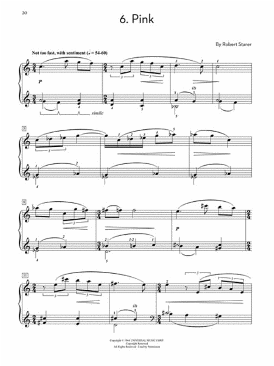 Robert Starer – Sketches in Color Piano Solo scores gallery preview page 6