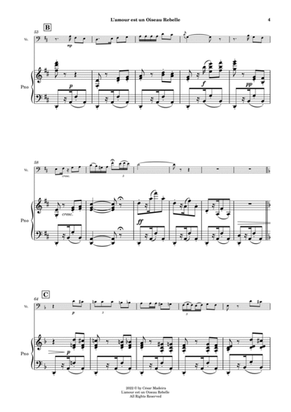 Habanera from Carmen by Bizet - Cello and Piano (Full Score and Parts) image number null