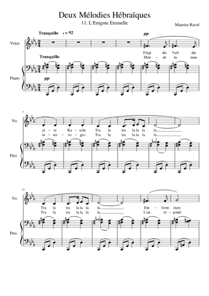 Deux Melodies Hebraiques - L'Enigme Eternelle - C Minor
