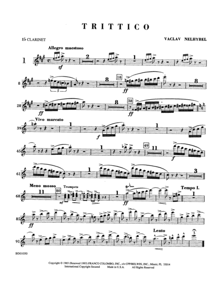 Trittico: E-flat Soprano Clarinet
