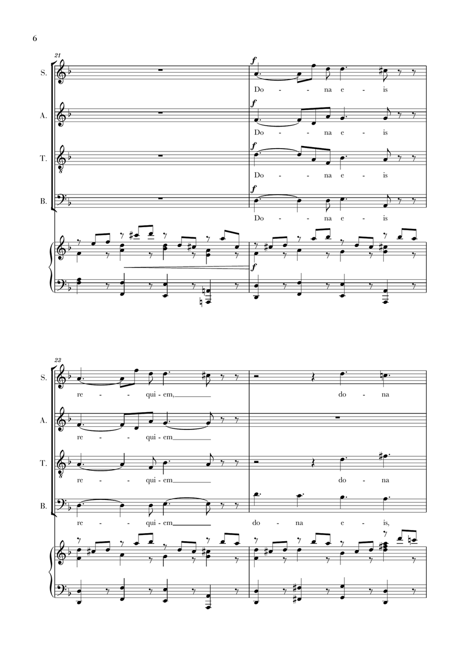 W. A. Mozart - Requiem - Lacrimosa (SATB and Piano Accompaniment) 4-Part scores gallery preview page 6
