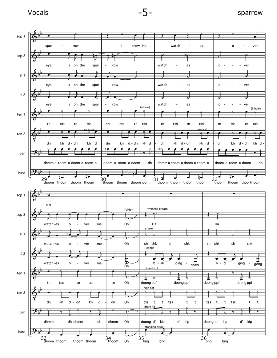 His Eye Is On The Sparrow Divisi scores gallery preview page 5