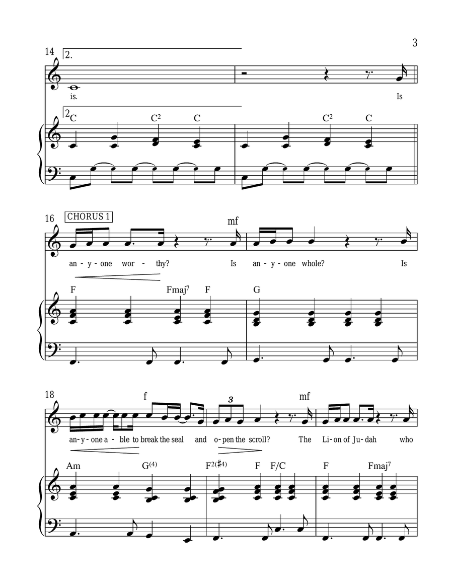 Is He Worthy? Piano, Vocal scores gallery preview page 3