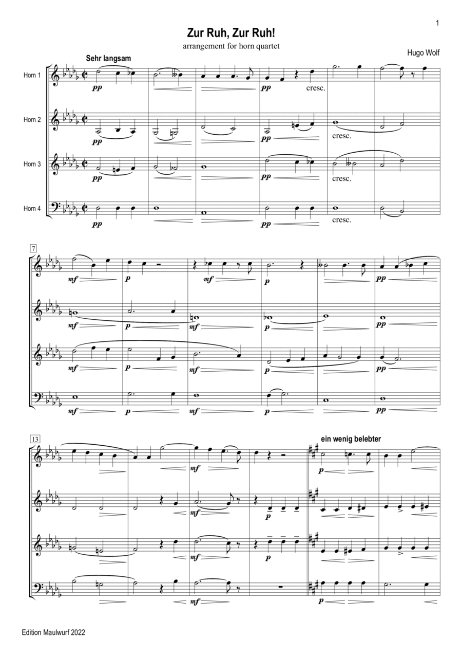 Zur Ruh, zur Ruh! Brass Quartet scores gallery preview page 1