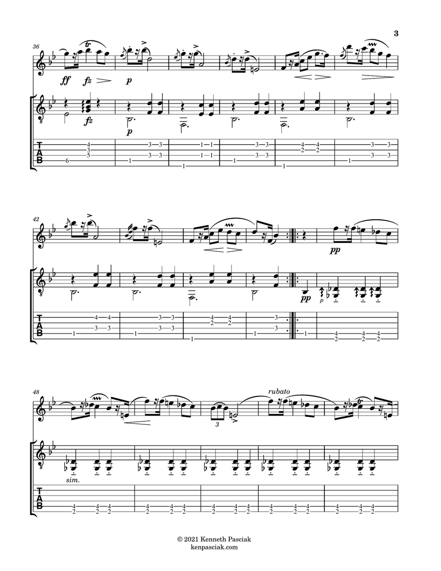 Mazurka Opus 7, No. 1 (for Flute and Guitar) Flute scores gallery preview page 5