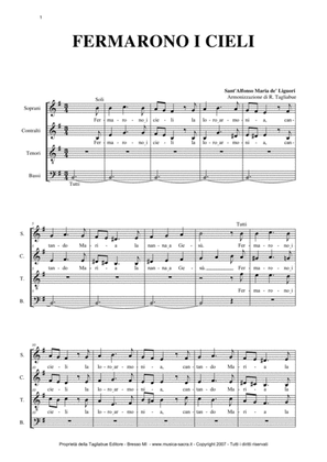 FERMARONO I CIELI - S.Alfonso M. de' Liguori - Arr. for SATB Choir