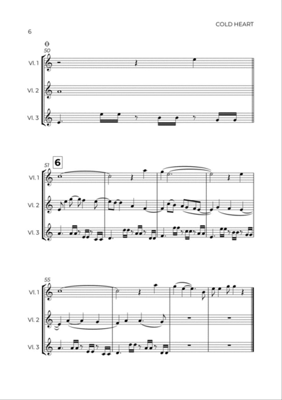 Cold Heart (pnau Remix) String Trio scores gallery preview page 6