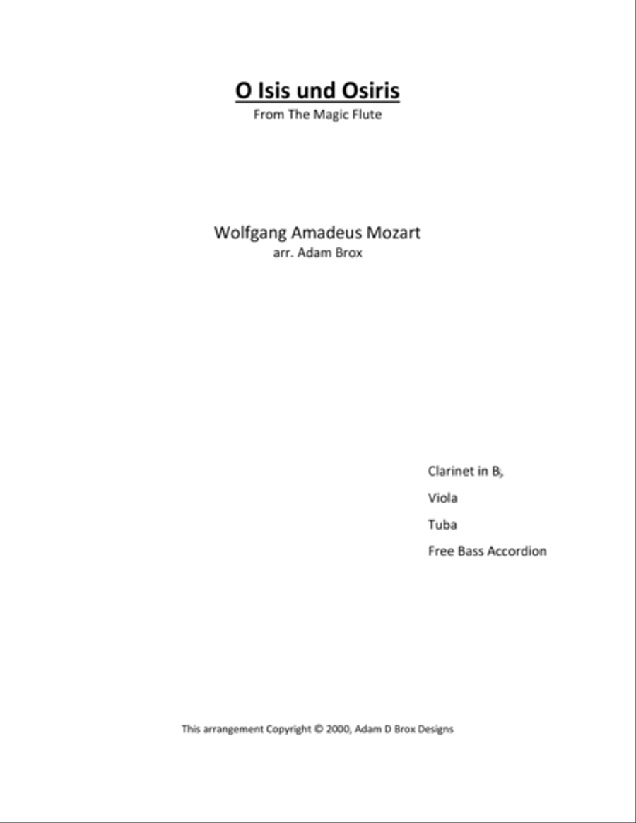 O Isis und Osiris from The Magic Flute Small Ensemble scores gallery preview page 1