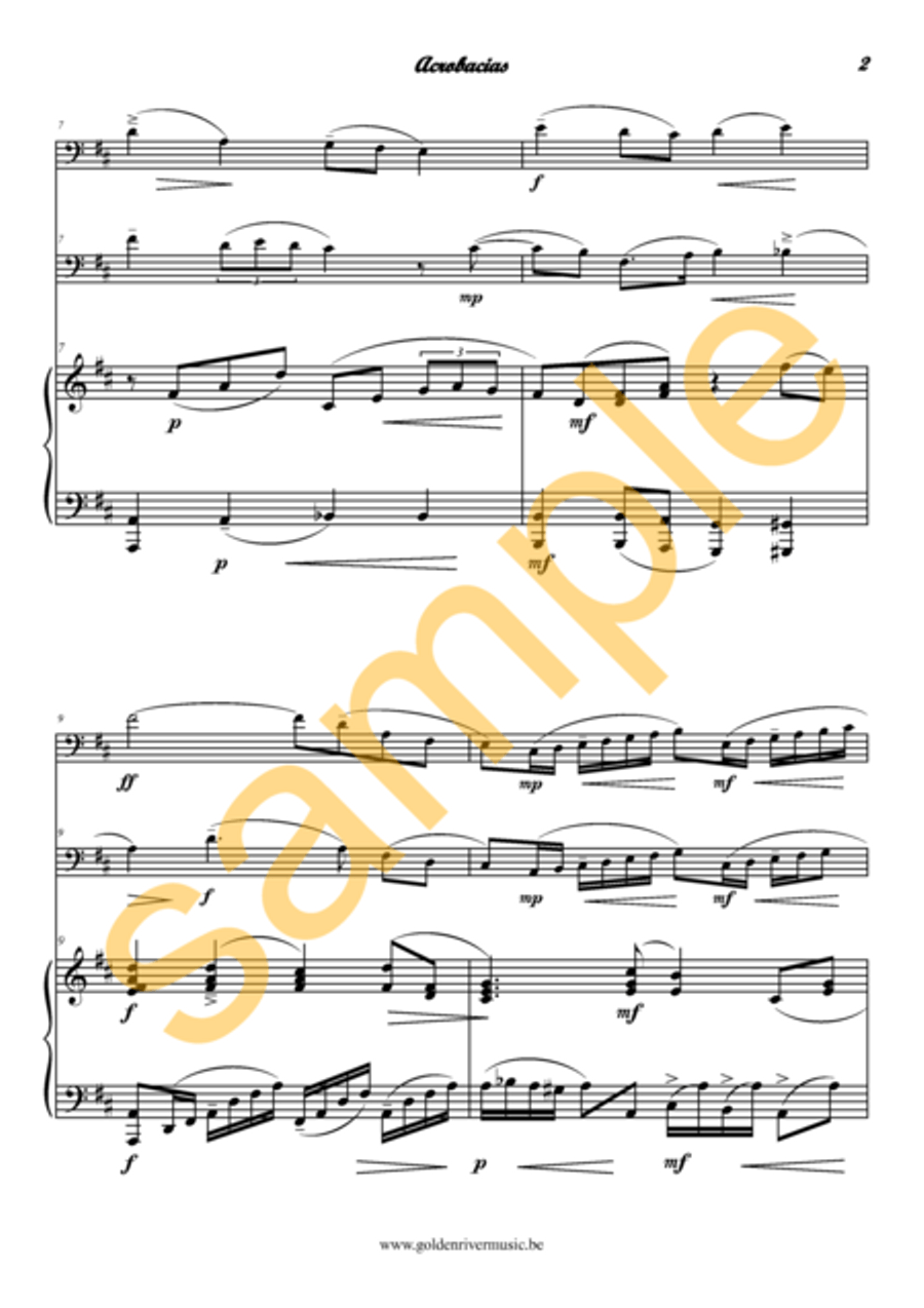 Acrobacias / Acrobatics for 2 celli Clarinet Solo scores gallery preview page 3