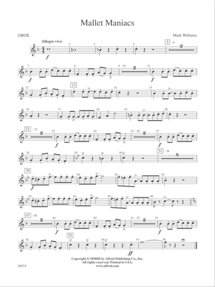 Mallet Maniacs: Oboe Concert Band scores gallery preview page 1