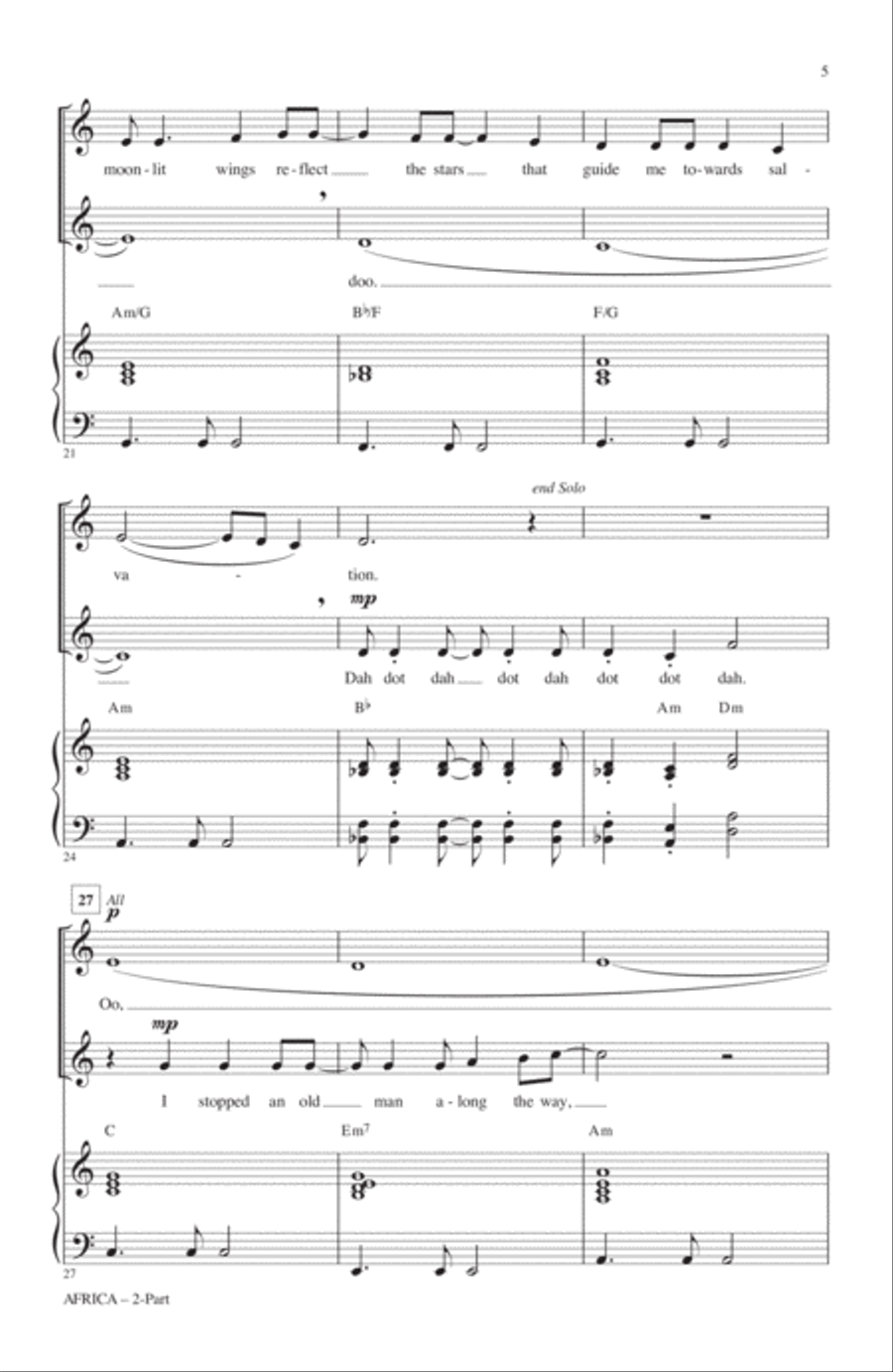 Africa (arr. Audrey Snyder) 2-Part scores gallery preview page 3