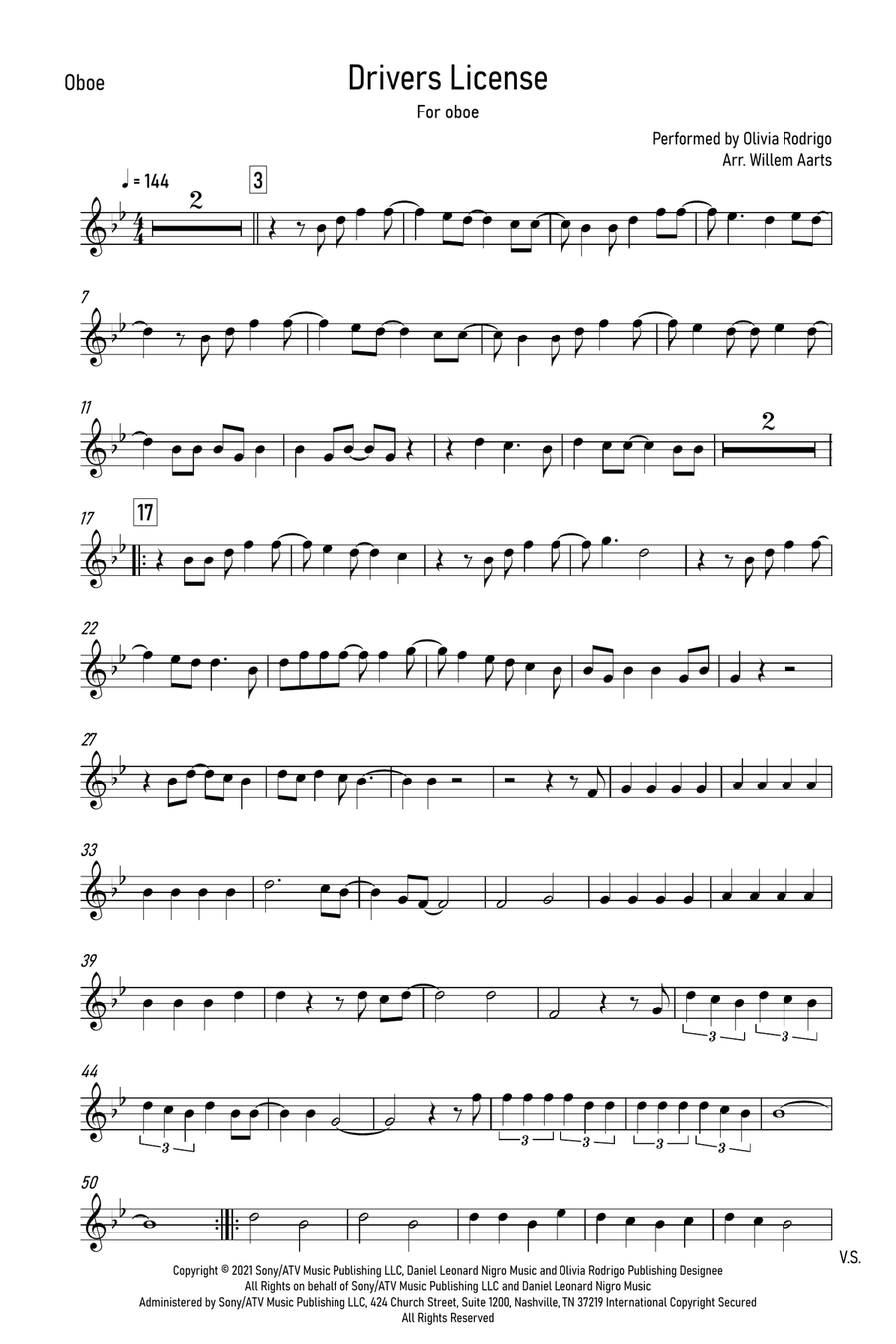 Drivers License Oboe Solo scores gallery preview page 1