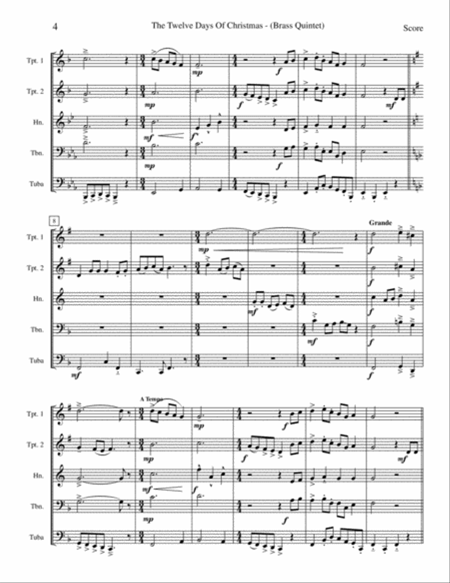 The Twelve Days Of Christmas Brass Ensemble scores gallery preview page 5