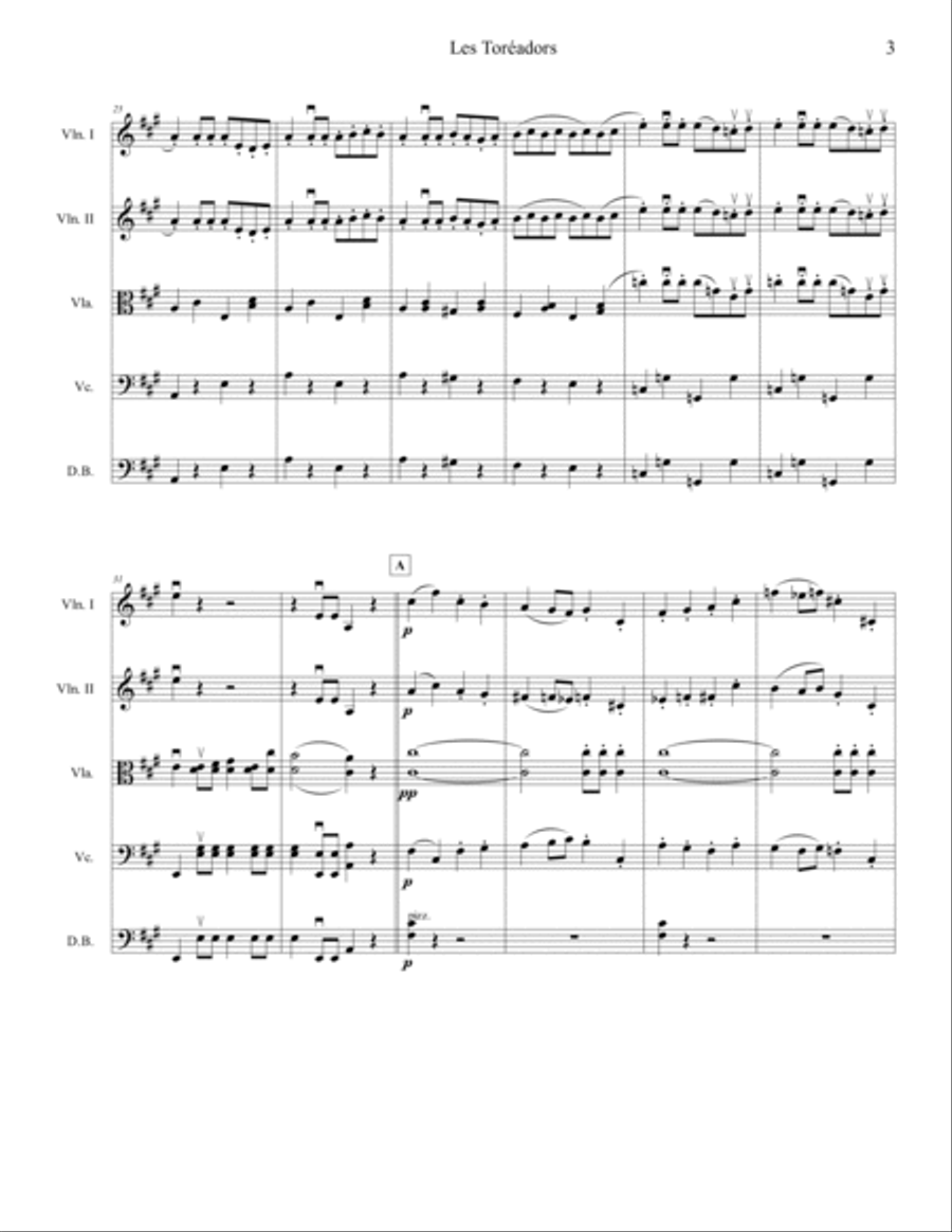 Les Toréadors, from the opera Carmen. String orchestra, intermediate. Score & parts. String Orchestra scores gallery preview page 3