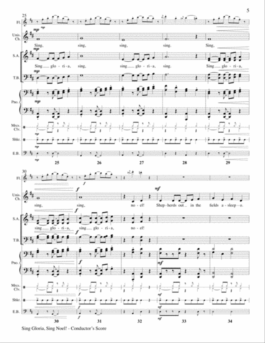Sing Gloria, Sing Noel!-Raney-Conductor's Score, Flute, & Percussion-Digital Ver Unison Choir scores gallery preview page 5