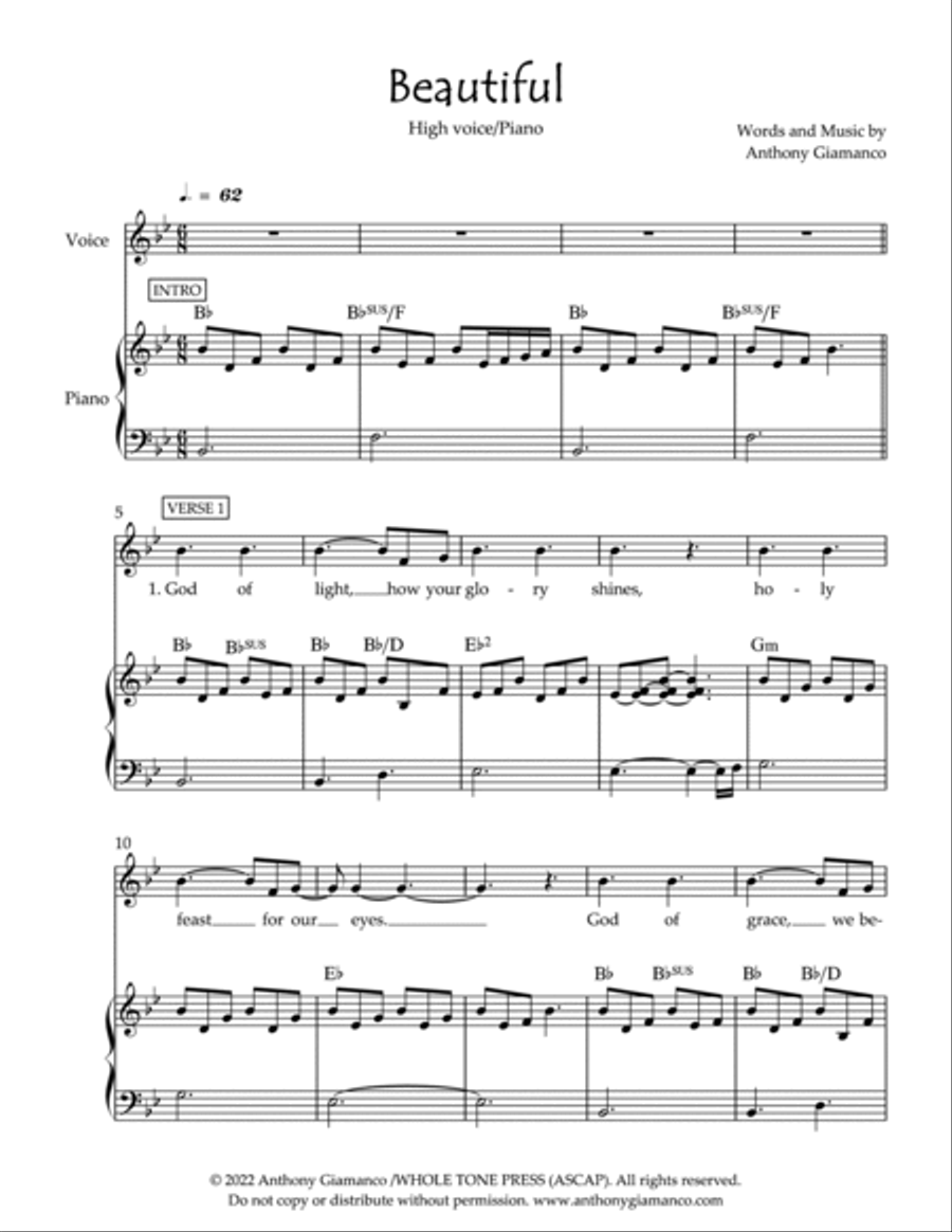 BEAUTIFUL (high voice/PVG) Piano, Vocal, Guitar scores gallery preview page 2