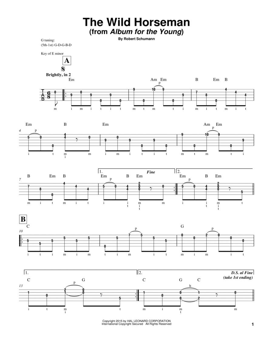 The Wild Horseman, Op. 68, No. 8 Banjo scores gallery preview page 1