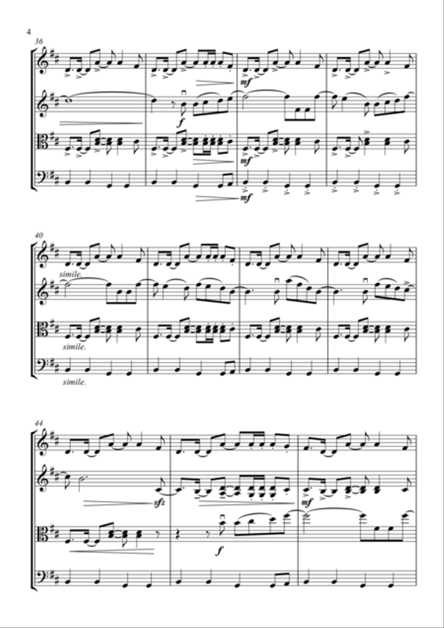 Moves Like Jagger String Quartet scores gallery preview page 4