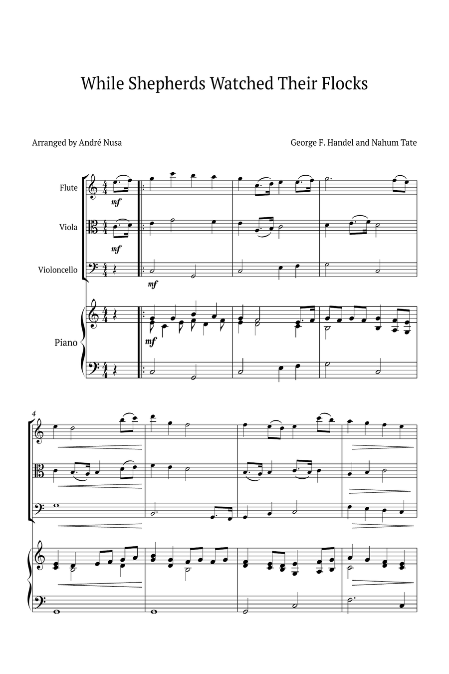 While Shepherds Watched Their Flocks Small Ensemble scores gallery preview page 1