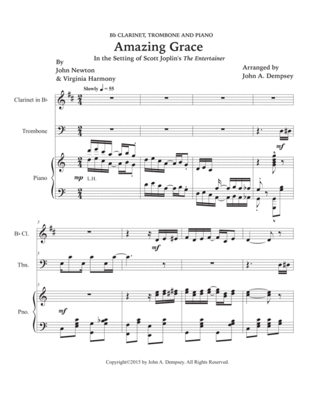 Amazing Grace / The Entertainer (Trio for Clarinet, Trombone and Piano) image number null