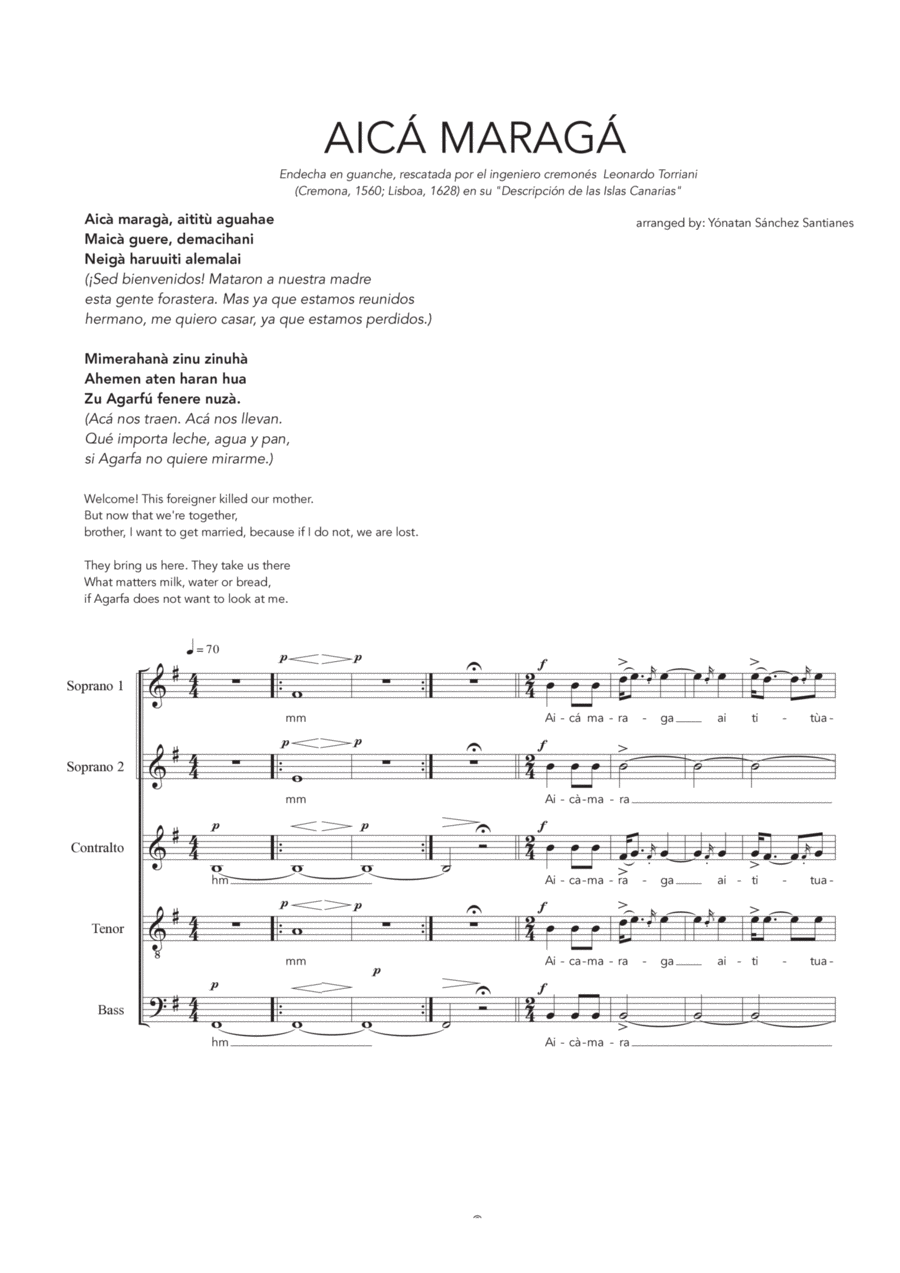 Endecha Canaria Aica Maraga (Mixed Choir) 4-Part scores gallery preview page 1