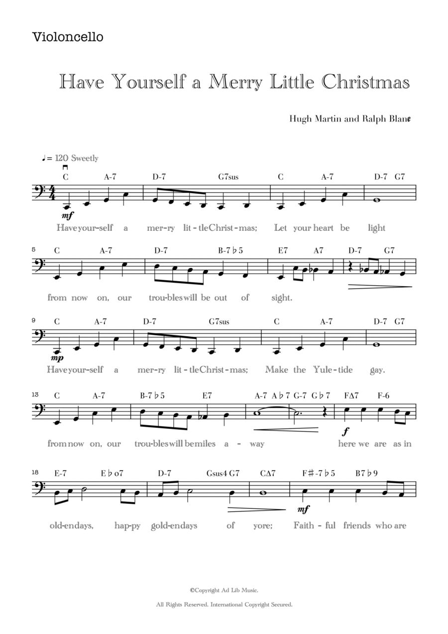 Have Yourself A Merry Little Christmas Cello Solo scores gallery preview page 1