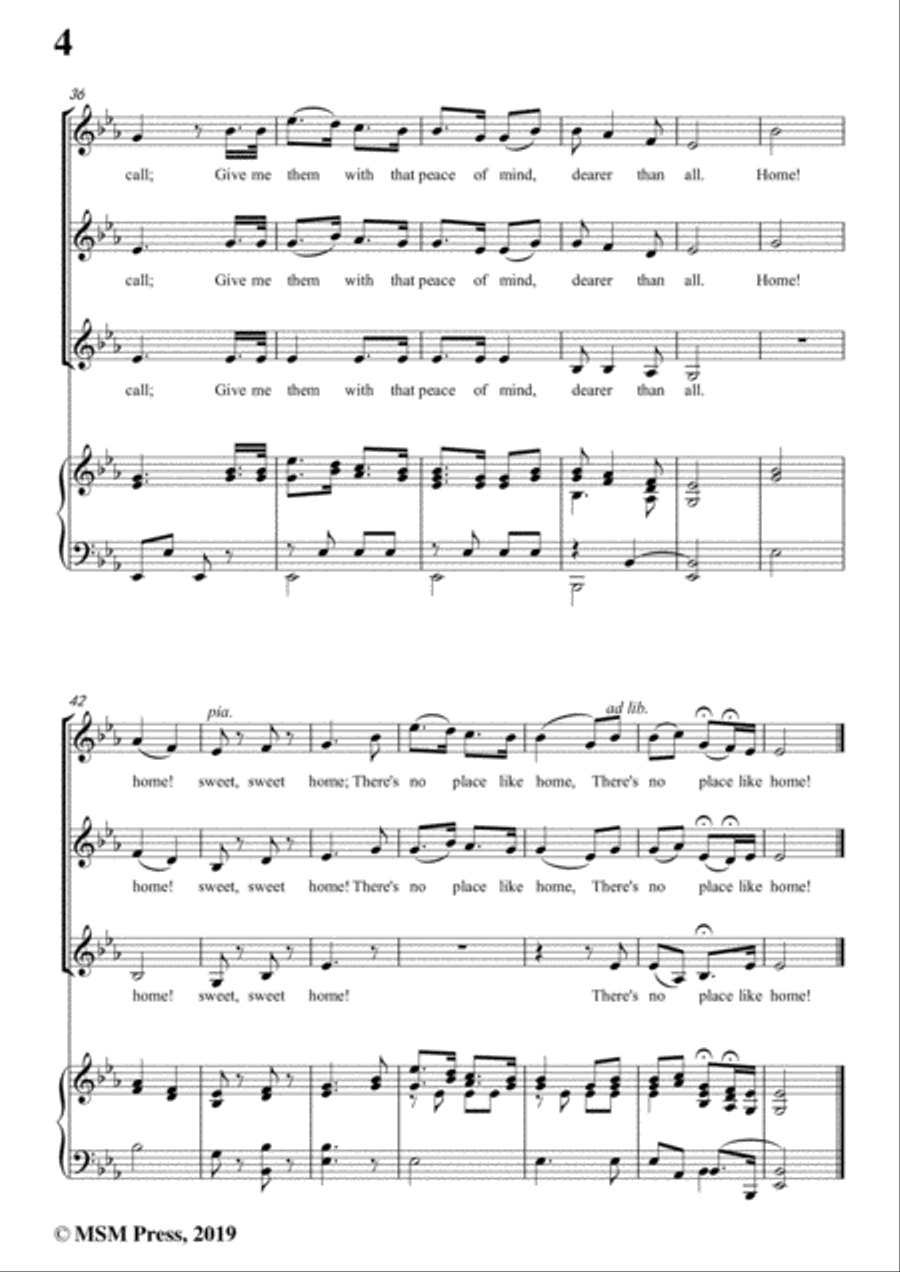 Henry R. Bishop-Home Sweet Home,in E flat Major,for Voice&Piano Voice scores gallery preview page 6
