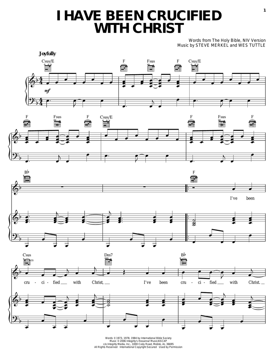 I Have Been Crucified With Christ Piano, Vocal, Guitar scores gallery preview page 1