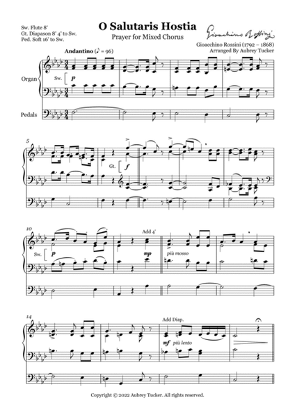 Organ: O Salutaris Hostia (Prayer for Mixed Chorus) - Gioacchino Rossini image number null