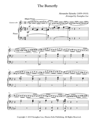 The Butterfly by Alexander Ilyinsky for Bb Clarinet and Piano