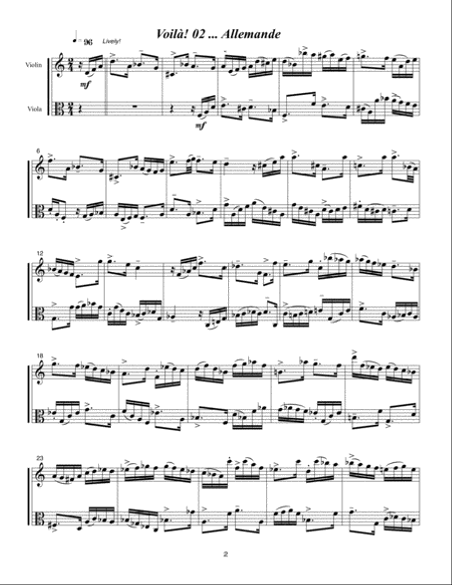 Voilà!!! (2001) for violin and viola