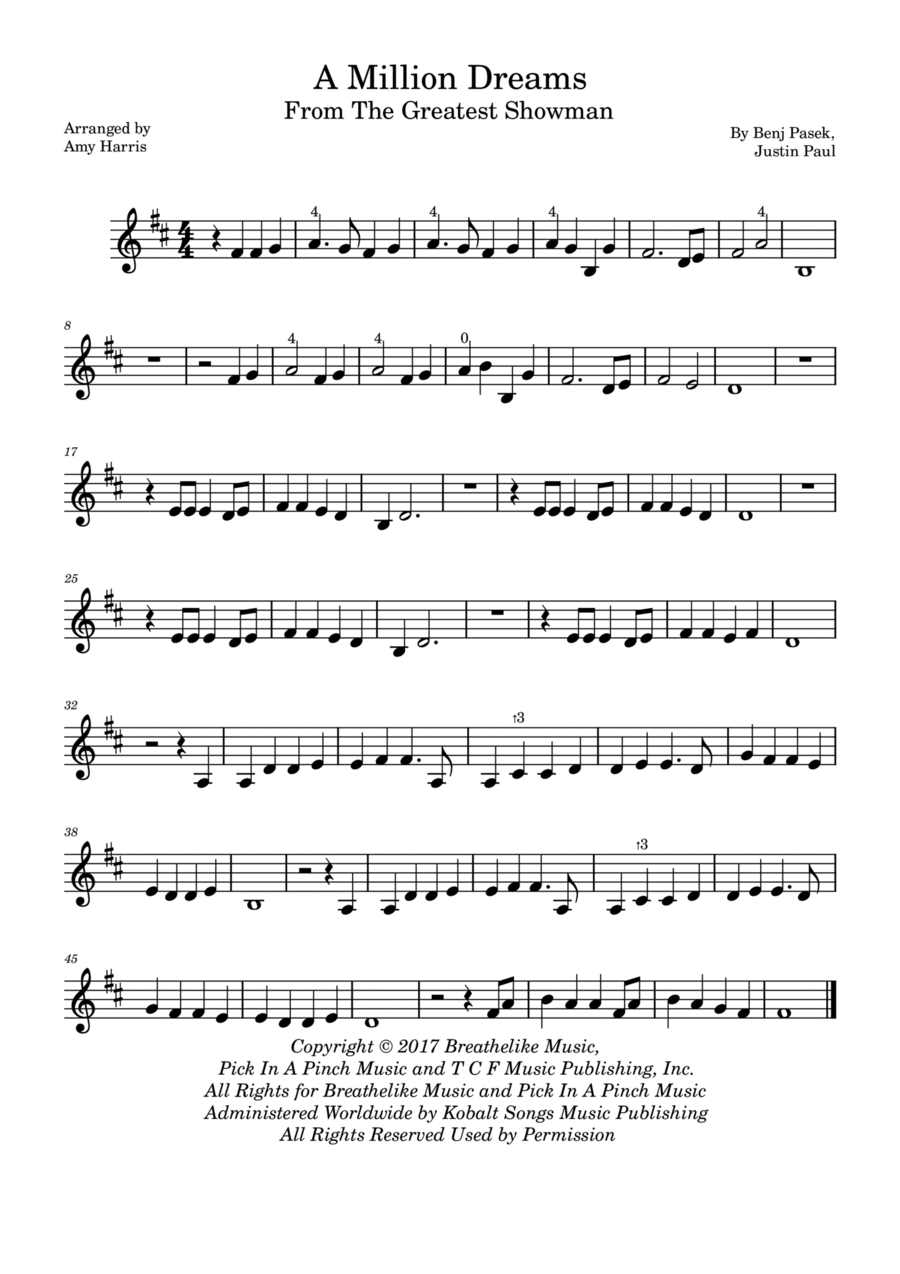 A Million Dreams Violin Solo scores gallery preview page 1