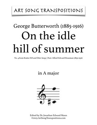 Book cover for BUTTERWORTH: On the idle hill of summer (transposed to A major)