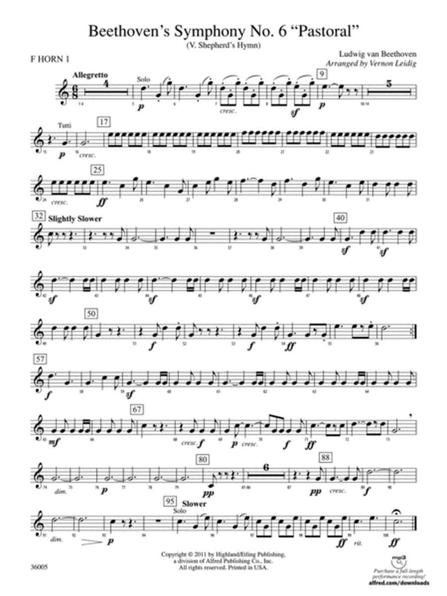 Beethoven's Symphony No. 6 "Pastoral": 1st F Horn