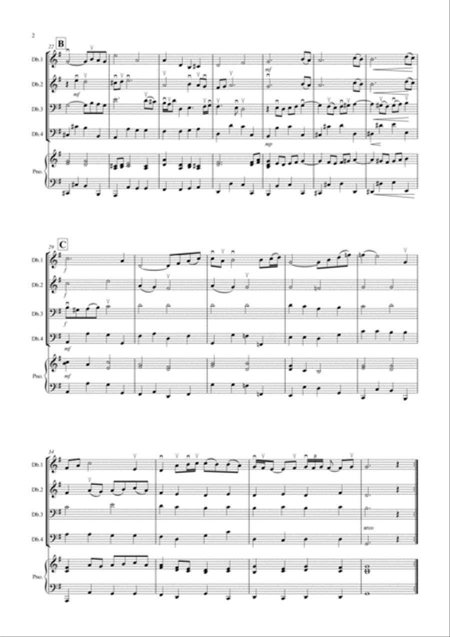 Air on a G String for Double Bass Quartet Small Ensemble scores gallery preview page 2