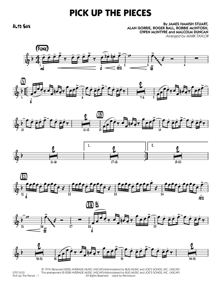 Pick up the Pieces - Alto Sax Jazz Ensemble scores gallery preview page 1