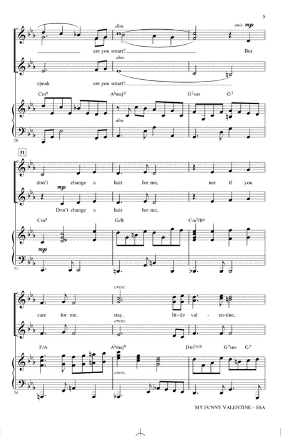 My Funny Valentine (arr. Mac Huff) SSA scores gallery preview page 4