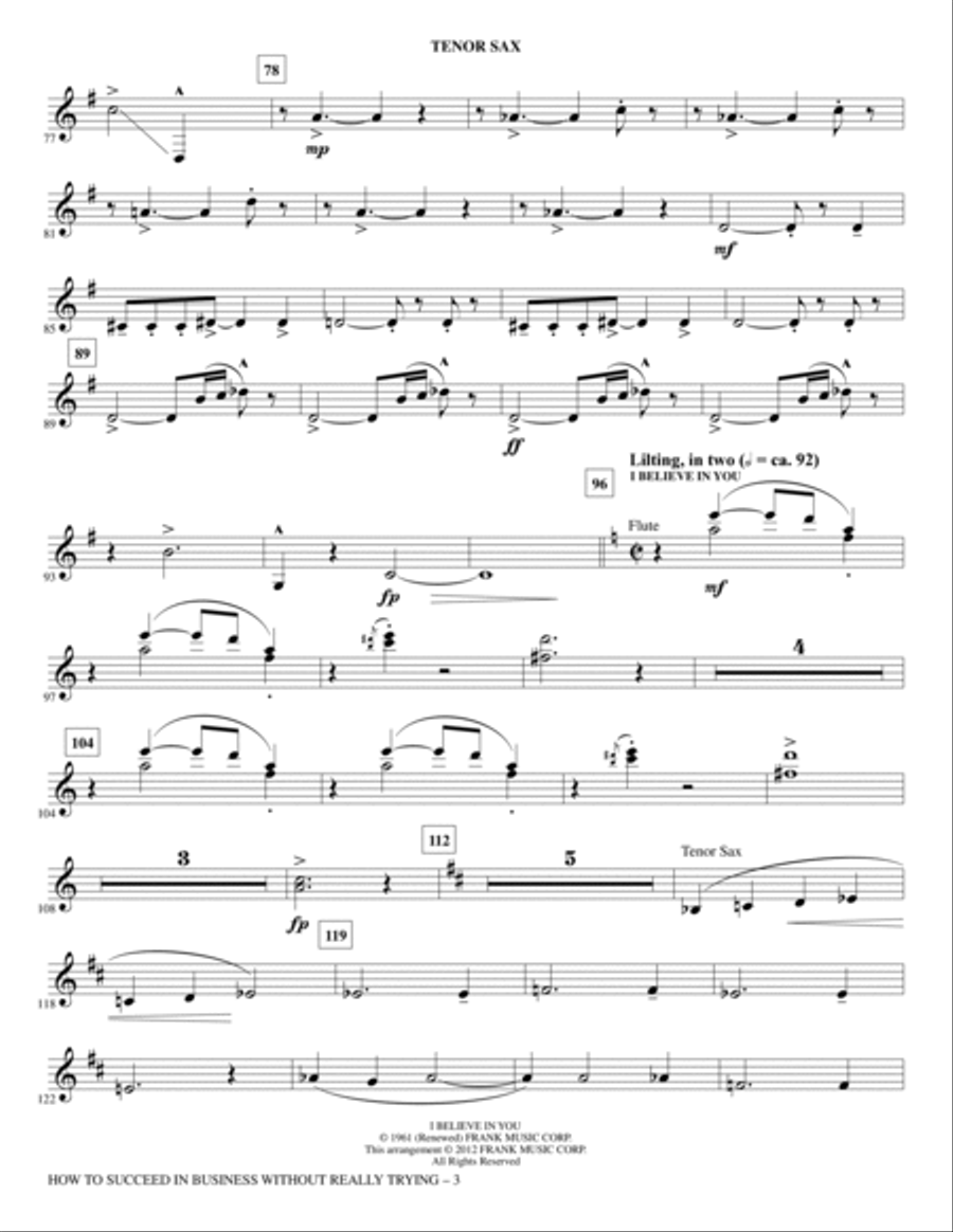 How to Succeed In Business Without Really Trying (Medley) - Tenor Saxophone Choir scores gallery preview page 3