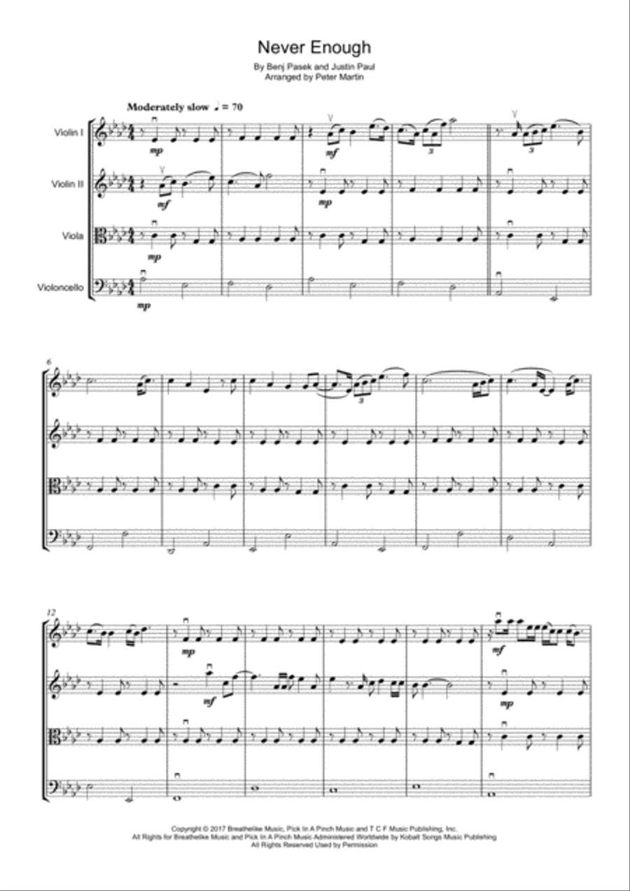 Never Enough String Quartet scores gallery preview page 5