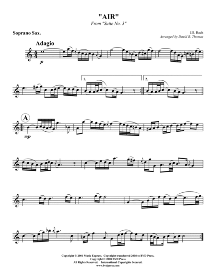 Air on the G String Saxophone scores gallery preview page 3